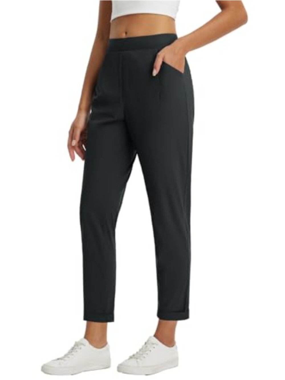 Women's Travel Pants Zipper Pockets Business Casual Golf Dressy Ankle Slacks